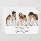 写真モダンQRコードの日付を保存結婚する 招待状 (正面)