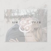 写真モダンQRコードの結婚式の日付を保存 案内ポストカード (正面)