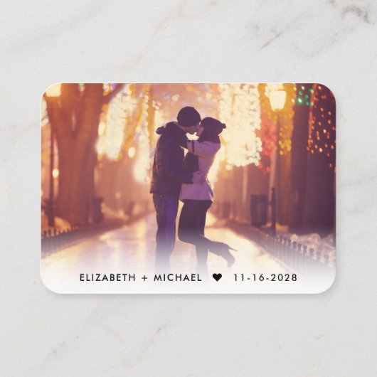 写真モダンQRコードウェディングRSVPほこりっぽい青 エンクロージャーカード (裏面)