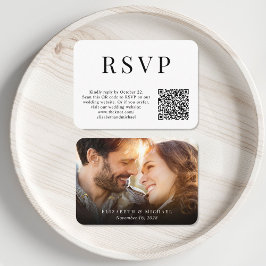 写真モダンQRコードウェディングRSVP エンクロージャーカード