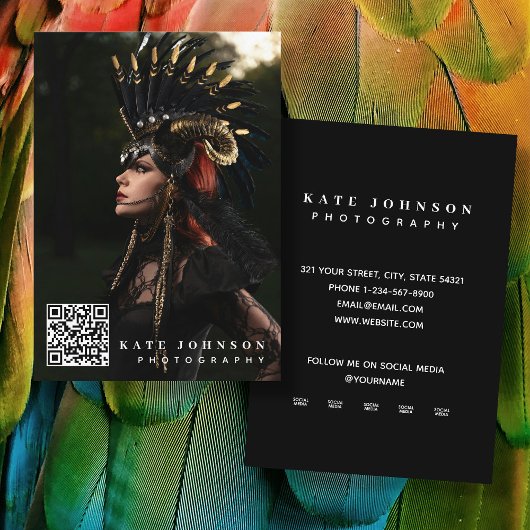 写真モダンQRコードカスタムSNSアイコン 名刺