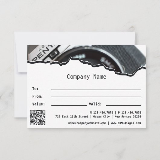 写真モダンQRコードギフト証明書注C ノートカード (裏面)