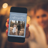 写真モダンQRコードダスティブルーウェディングレセプション 案内状