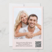 写真モダンQRコードピンクウェディングレセプション 招待状 (裏面)