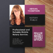 写真モダンQRコードピンクモバイル公証人 名刺