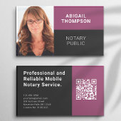 写真モダンQRコードピンクモバイル公証人 名刺