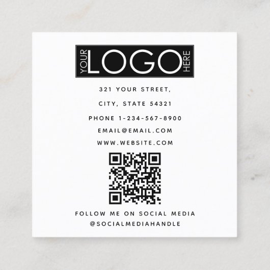 写真モダンQRコードフォトグラファー スクエア名刺 (裏面)