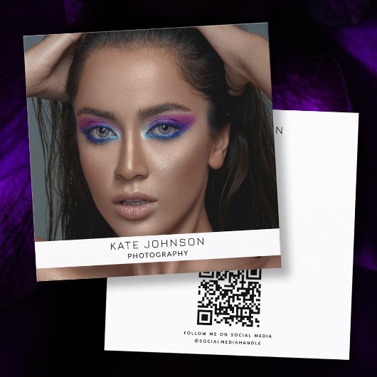 写真モダンQRコードフォトグラファー スクエア名刺