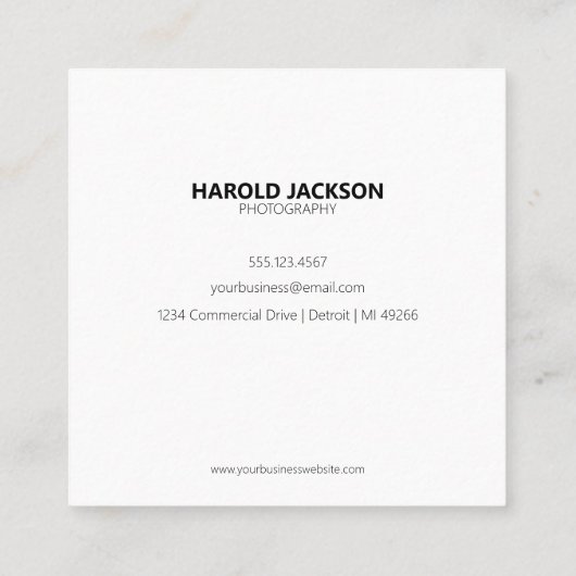 写真モダンQRコードフォトグラファー スクエア名刺 (裏面)