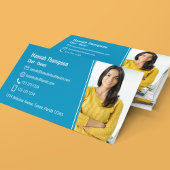 写真モダンQRコードブルー |お客様との接続 名刺