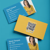 写真モダンQRコードブルー |お客様との接続 名刺