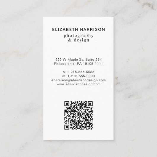 写真モダンQRコードプロフェッショナル 名刺 (裏面)