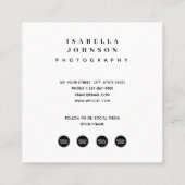 写真モダンQRコードミニマルソーシャルメディアのアイコン スクエア名刺 (裏面)