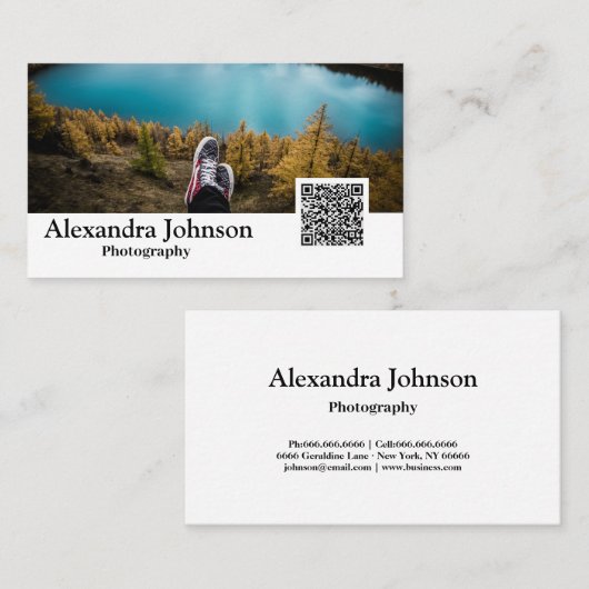 写真モダンQRコード写真撮影者 名刺 (正面/裏面)