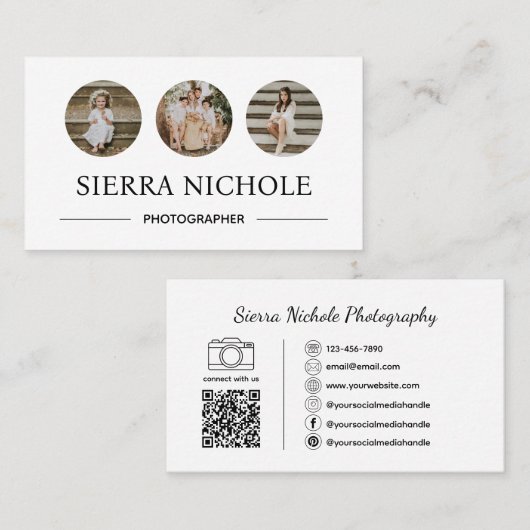 写真モダンQRコード名刺 名刺 (正面/裏面)