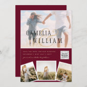 写真モダンQRコード救日の結婚式 招待状 (正面/裏面)