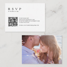 写真モダンQRコード結婚のミニRSVPカード ノートカード
