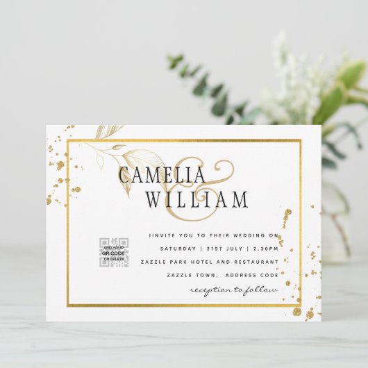 写真モダンQRコード結婚式の招待ま救たは日付 (スタンド正面)