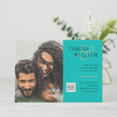 写真モダンQRコード結婚式の招待ま救たは日付 招待状 (スタンド正面)