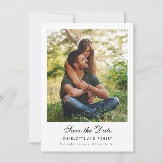 写真モダンQRコード結婚式日付の保存 (正面)