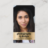 写真モダンQRコード金ゴールド 名刺 (正面)