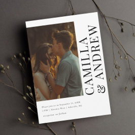 写真モダンQRコードRSVP結婚 招待状