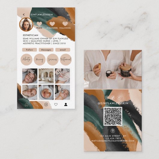 写真モダンQRコーミニマルドスタイリッシュ・ビジネス 名刺 (正面/裏面)