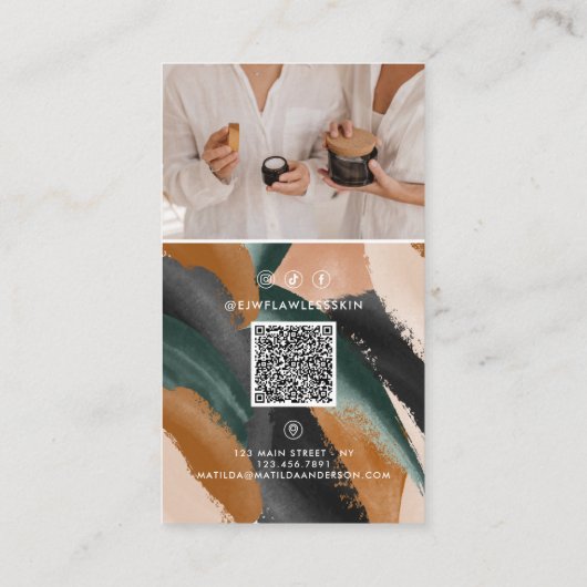 写真モダンQRコーミニマルドスタイリッシュ・ビジネス 名刺 (裏面)