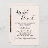 写真モダンQRコー結婚ド 招待状 (正面/裏面)