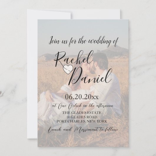 写真モダンQRコー結婚ド 招待状 (正面)