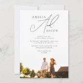 写真モダンQRコー結婚ド 招待状 (正面)