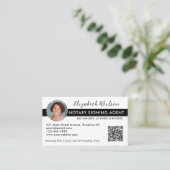 写真モダンQR公証署名貸付エージェント黒 名刺 (スタンド正面)