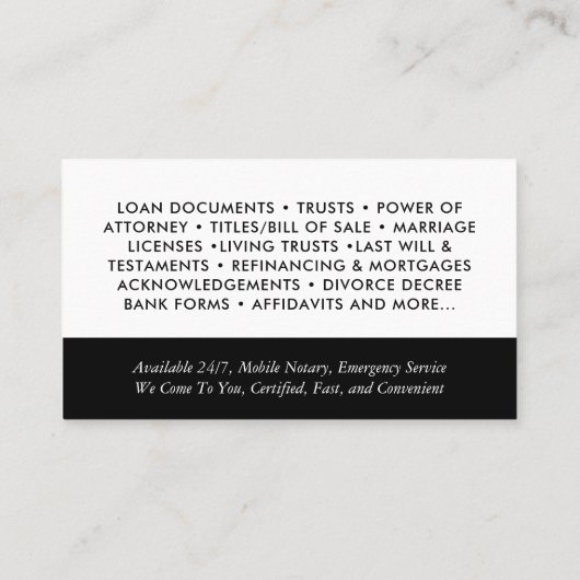 写真モダンQR公証署名貸付エージェント黒 名刺 (裏面)