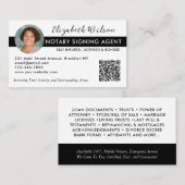 写真モダンQR公証署名貸付エージェント黒 名刺 (正面/裏面)