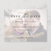 写真モダンQR CODEエレガントな結婚式の日付を保存 案内ポストカード (正面)