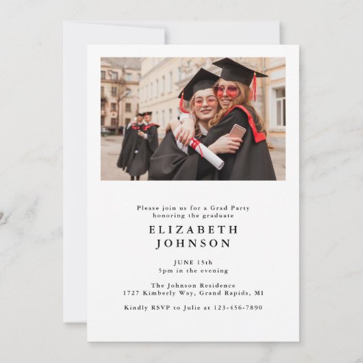 写真モダンRNナース卒業パーティー 招待状 (裏面)