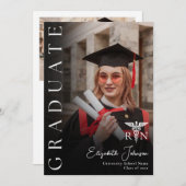 写真モダンRNナース卒業パーティー 招待状 (正面/裏面)