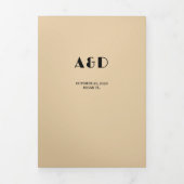 写真モダンrsvp詳細QRクリームブラック結婚ズ 三つ折り招待状 (カバー)