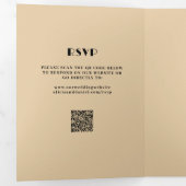 写真モダンrsvp詳細QRクリームブラック結婚ズ 三つ折り招待状 (内部最初)