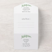 写真モダンSage Green Greenery RSVP結婚's All オールインワン招待状 (外側)