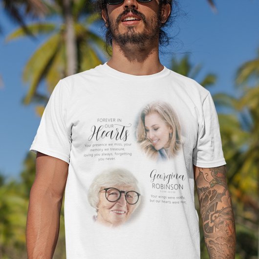 写真モダンTシャツ前後のメモリアル Tシャツ