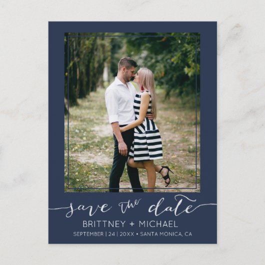 写真モダンTerracotta日付の保存 案内ポストカード (正面)