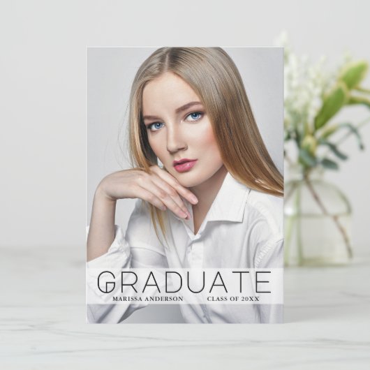 写真モダンWtミニマル大学院発表カード 案内状 (スタンド正面)