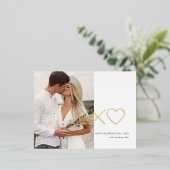 写真モダンXOXOハートバレンタインデー 箔シーズンポストカード (立ち正面)