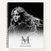 写真モノグラムの白黒アーティストSketchbook ノートブック (正面)