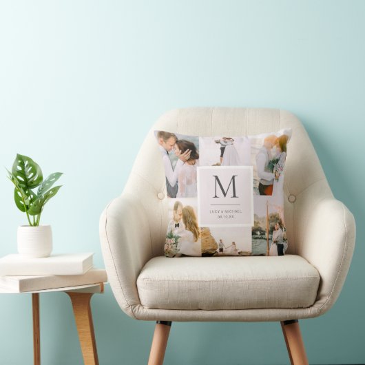 写真モノグラムの結婚の クッション (椅子)