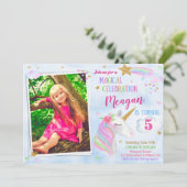 写真ユニコーン誕生日の招待状マジカルユニコーン 招待状 (スタンド正面)