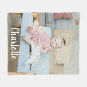 写真ユニークと文字パーソナライズされた フリースブランケット (正面(横))