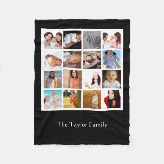 写真ユニークコラージモザイクパーソナライズされた フリースブランケット (正面)