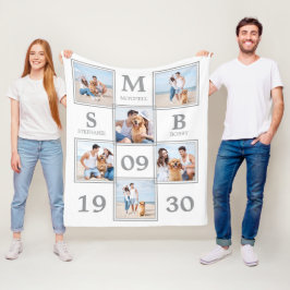 写真ユニークコラージュ新しい記念結婚酒 フリースブランケット